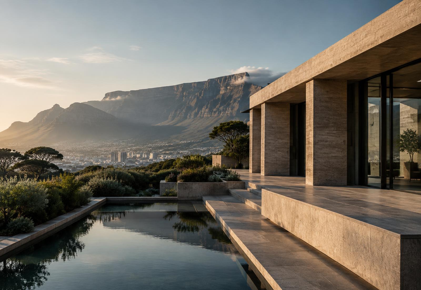 Monumental investment office architecture overlooking Table Mountain